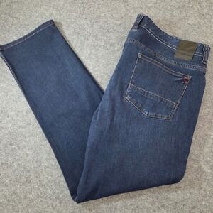 Tommy Bahama Mens 42x32 Dark Wash Stretch Straight Leg Jeans Blue Denim